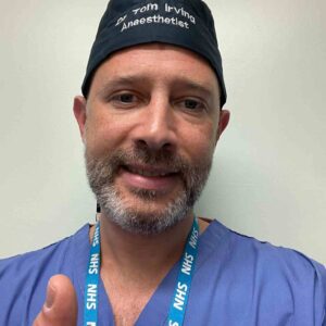 Custom scrub cap with embroidered doctor name and designation NHS